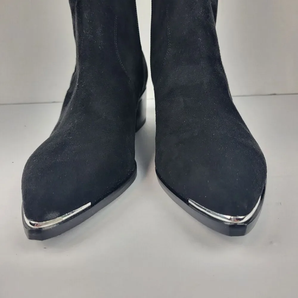 Marc Fisher Yaki Over The Knee Boots Black Vegan Suede Stretch Size 7M